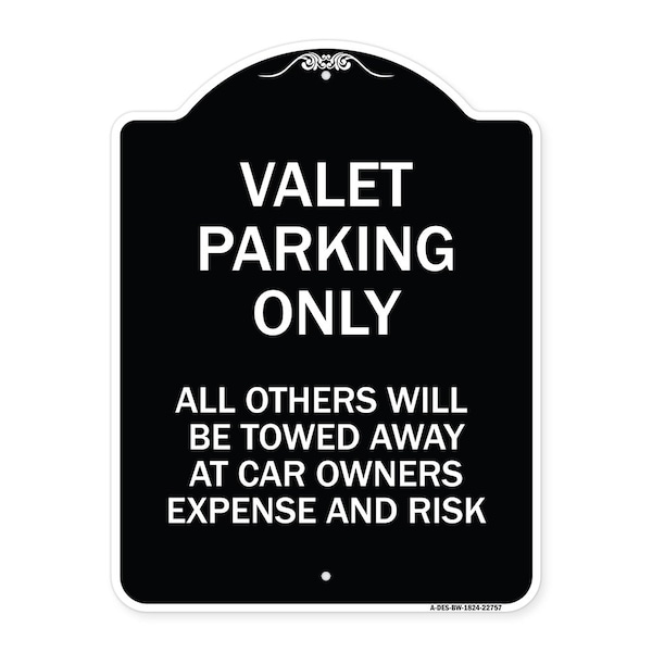 Signmission Valet Parking All Others Towed Heavy-Gauge Aluminum Architectural Sign, 24" x 18", BW-1824-22757 A-DES-BW-1824-22757 - main